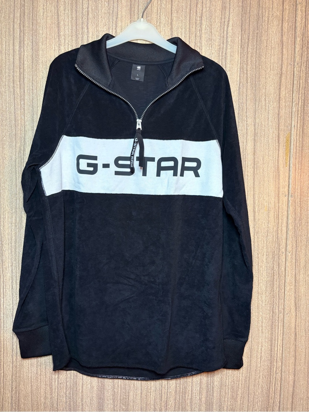 G-Star Black and White Half-Zip Logo Pullover